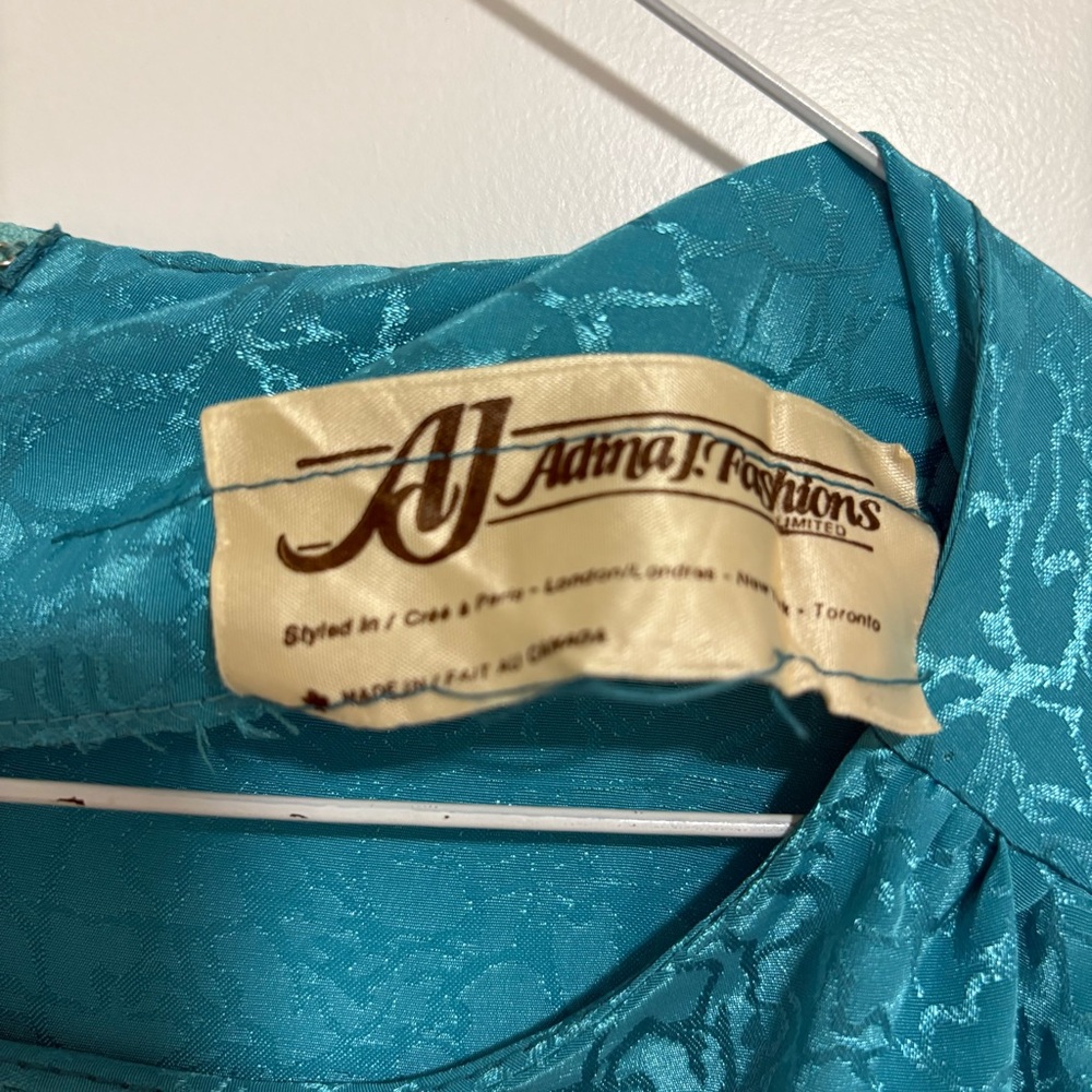 Vintage Pleated Teal Sleeveless Midi Dress Size Medium - Picture 7 of 10